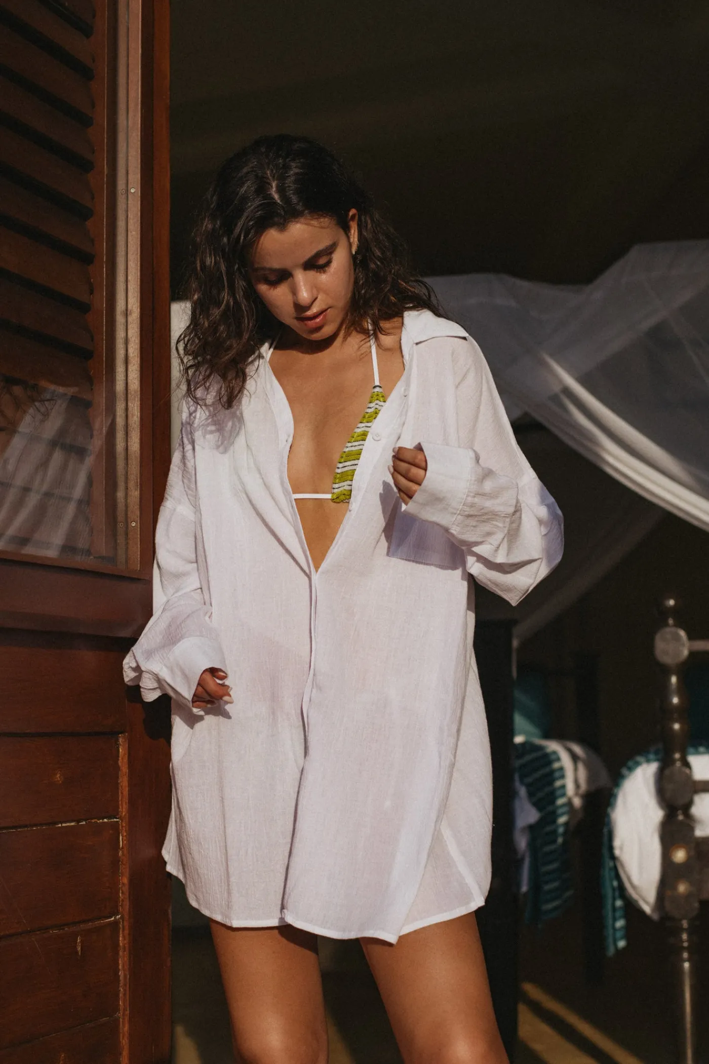 AMY OVERSIZED SHIRT (WHITE)>Bright Swimwear Online
