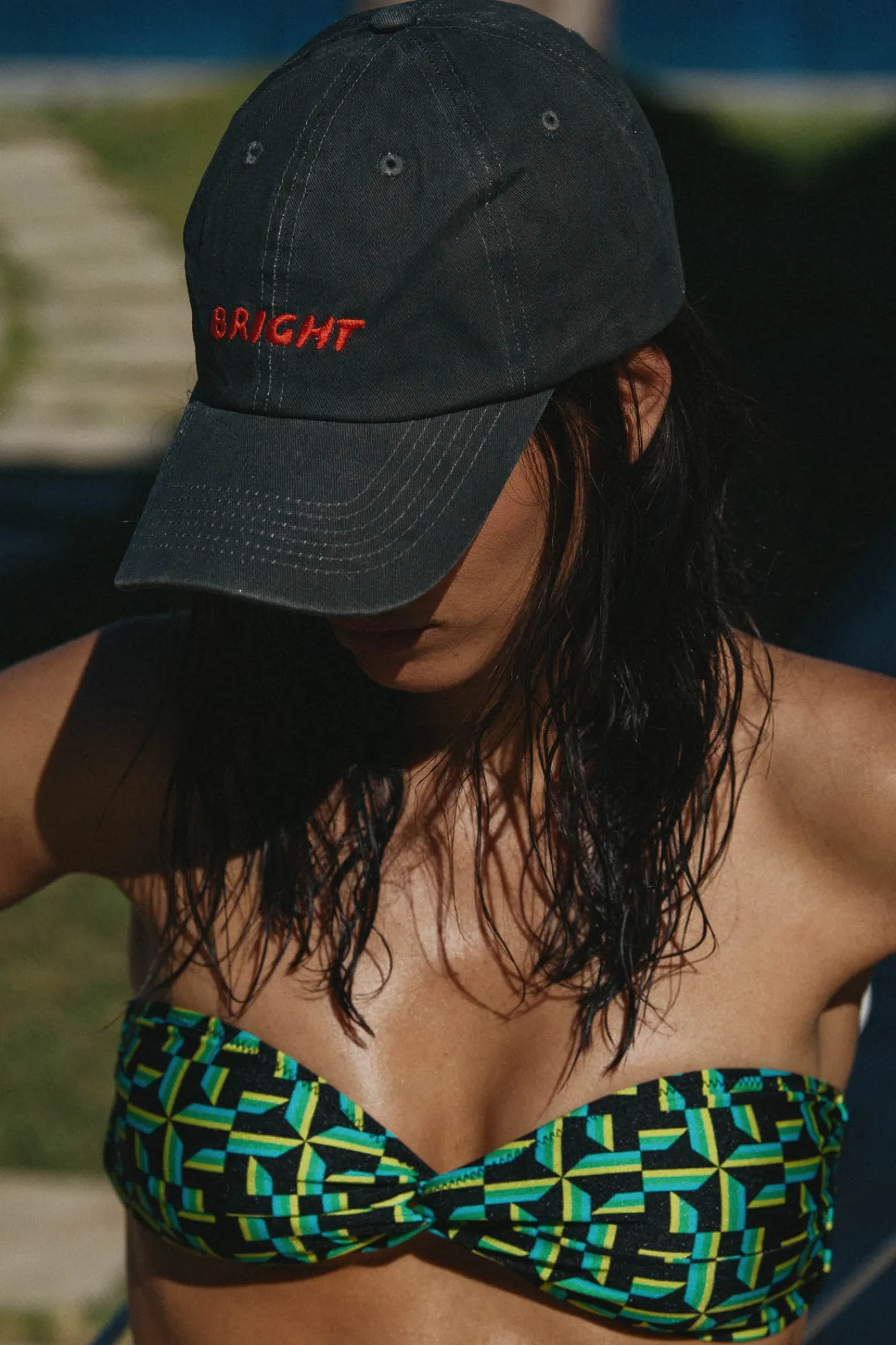 BRIGHT CAP (BLACK WASHED WITH RED LOGO)>Bright Swimwear Hot