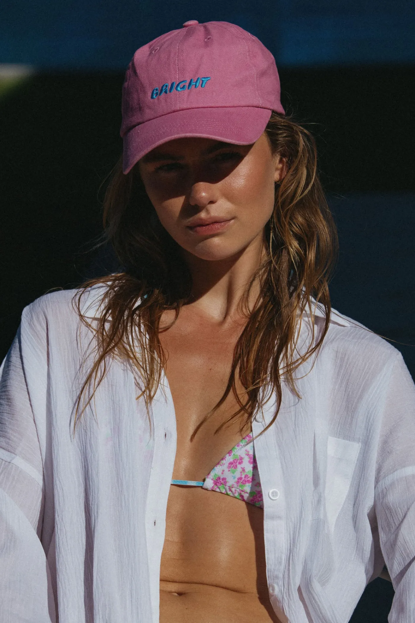BRIGHT CAP (PINK WASHED WITH BLUE LOGO)>Bright Swimwear Store