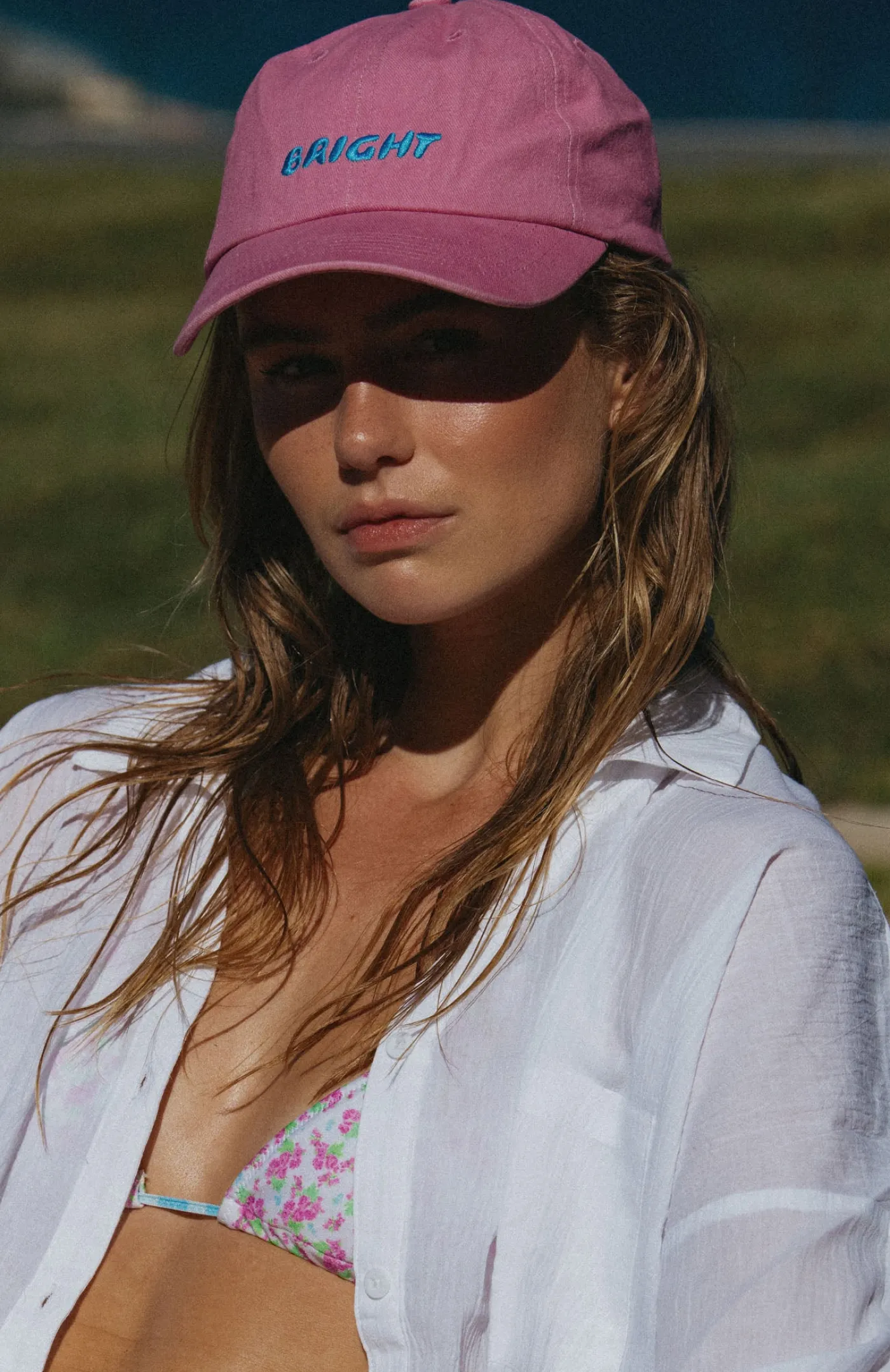 BRIGHT CAP (PINK WASHED WITH BLUE LOGO)>Bright Swimwear Store