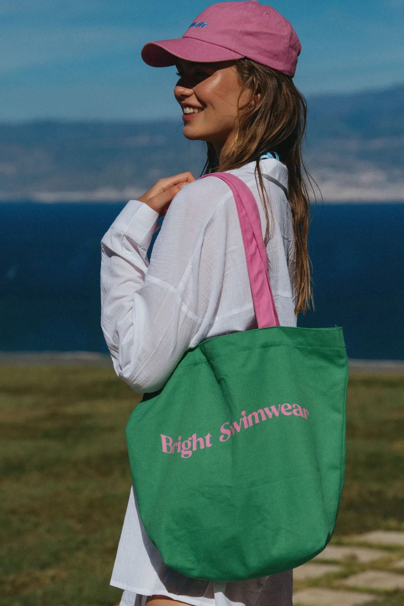 BRIGHT CAP (PINK WASHED WITH BLUE LOGO)>Bright Swimwear Store