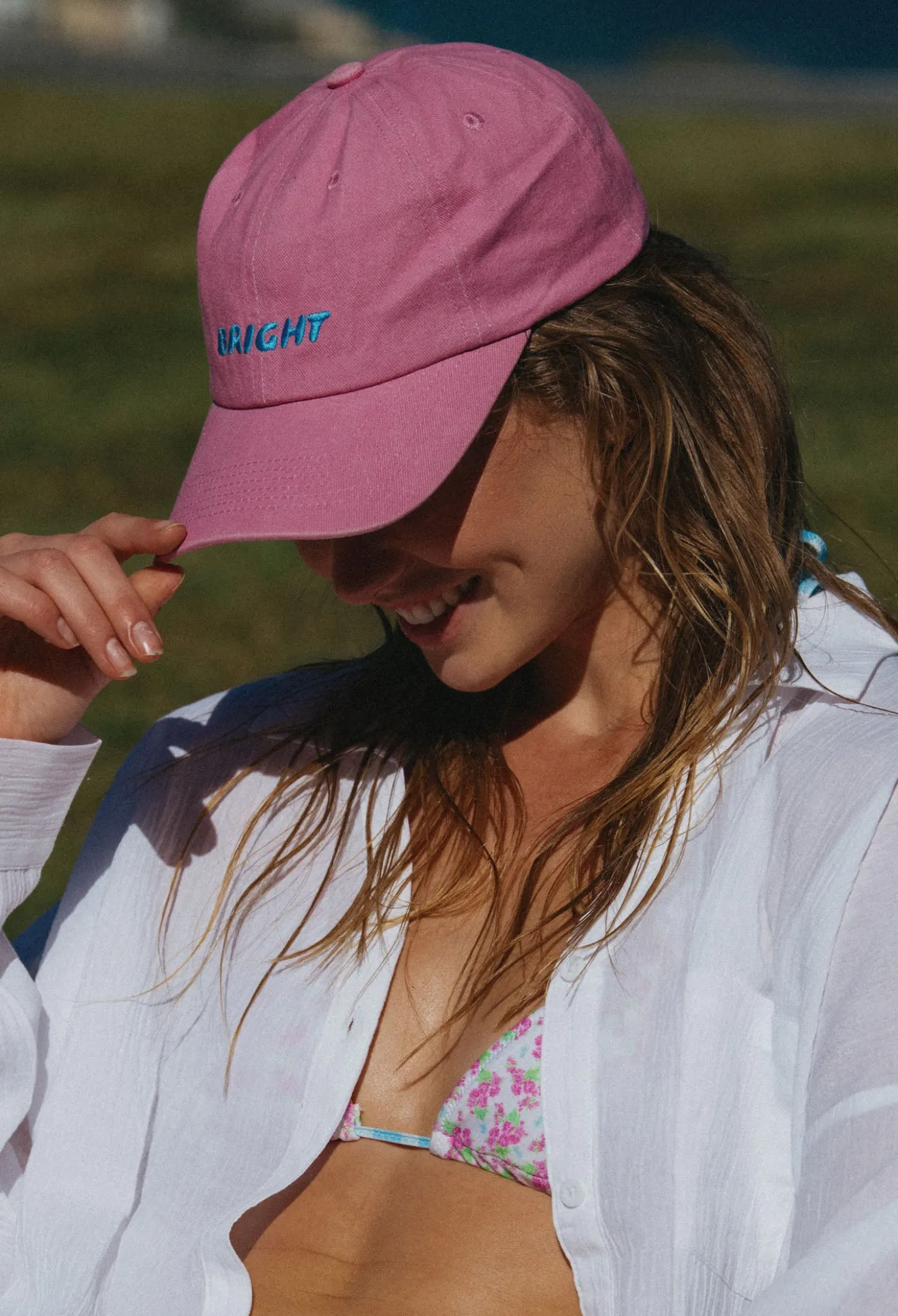 BRIGHT CAP (PINK WASHED WITH BLUE LOGO)>Bright Swimwear Store