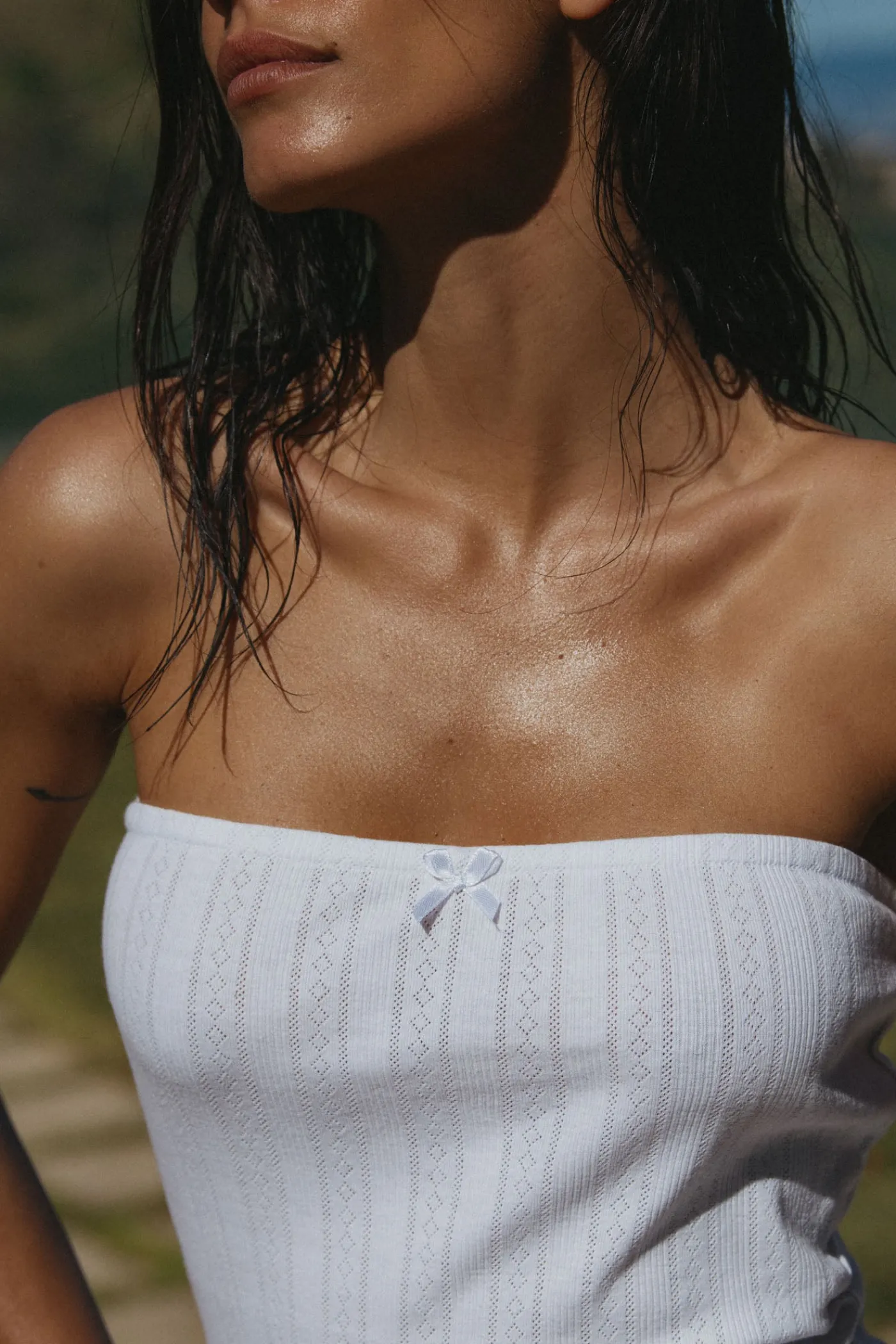 CORA BANDEAU DRESS (WHITE)>Bright Swimwear Outlet