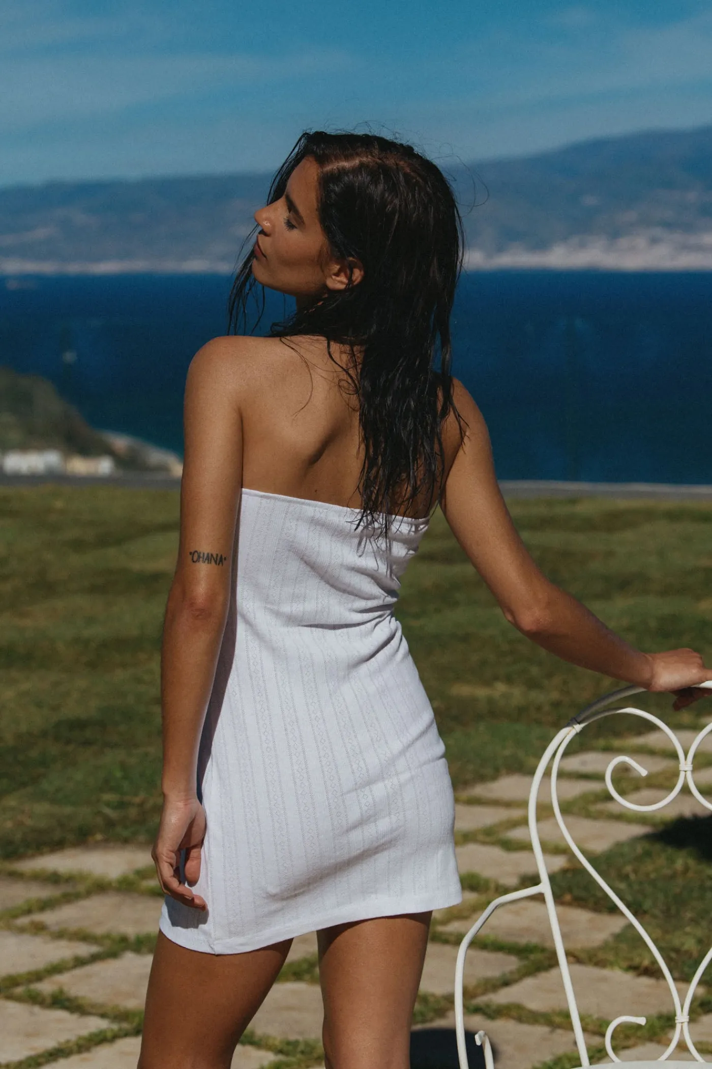 CORA BANDEAU DRESS (WHITE)>Bright Swimwear Outlet